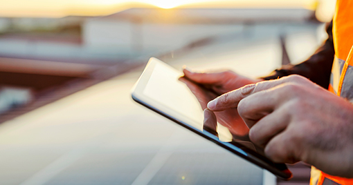 contractor on a tablet 