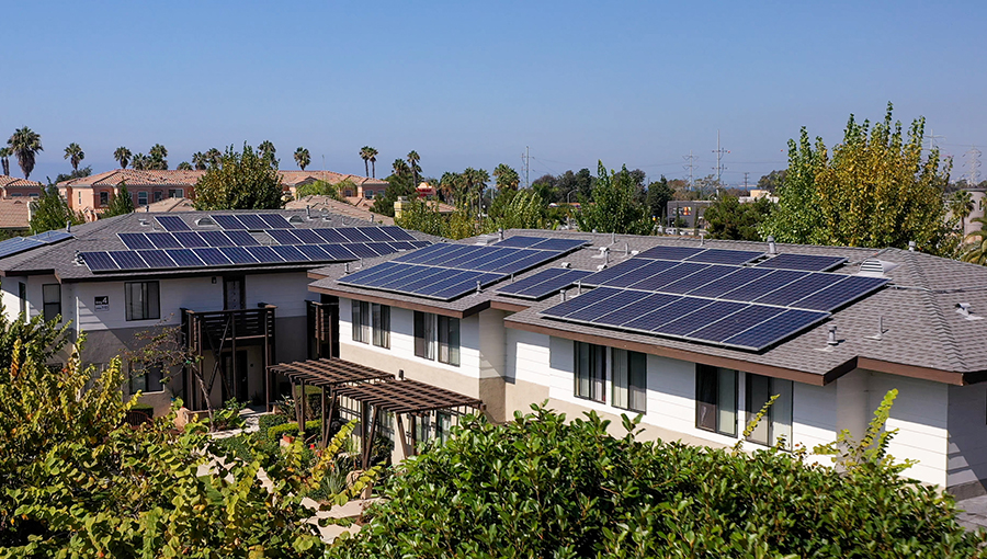 building with rooftop solar 
