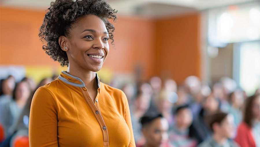 Woman attending conference  