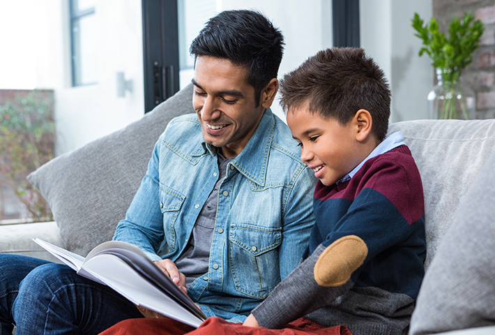 father son reading